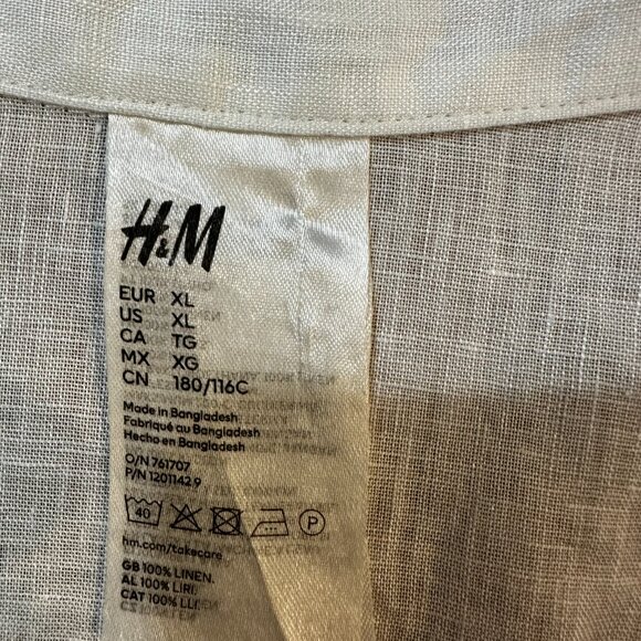 H&M White Linen Long Sleeve XL - Picture 4 of 4